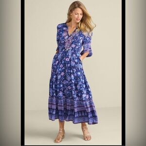 Soft Surroundings Jordana Midi Dress Size L